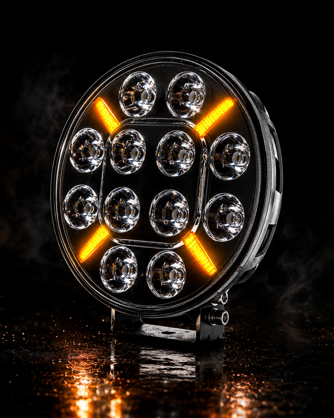 Phare LED Rond Longue Portée 12 LEDs - Signature X Ambre