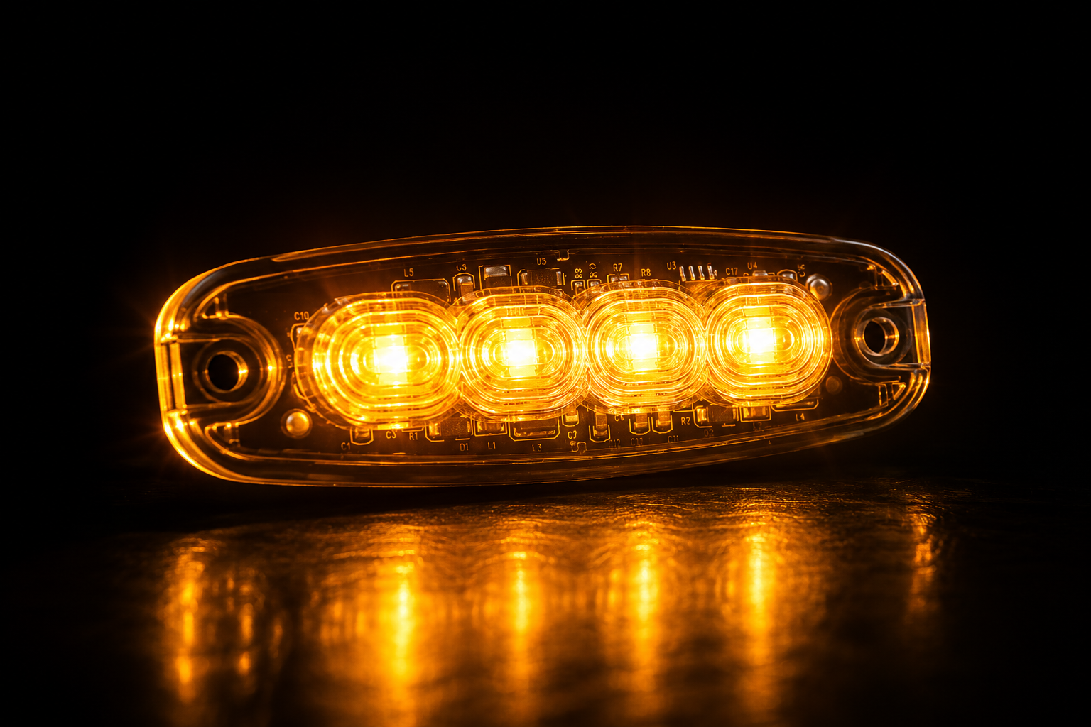 Feu de Gabarit LED Ambre Ultra-Plat 4 LEDs 9.8 cm- Camion