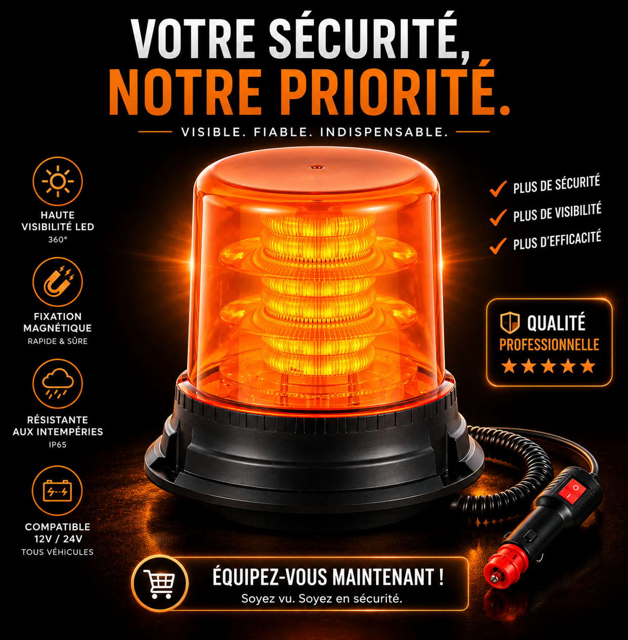 Gyrophare LED pour Camion et Véhicule Lourd