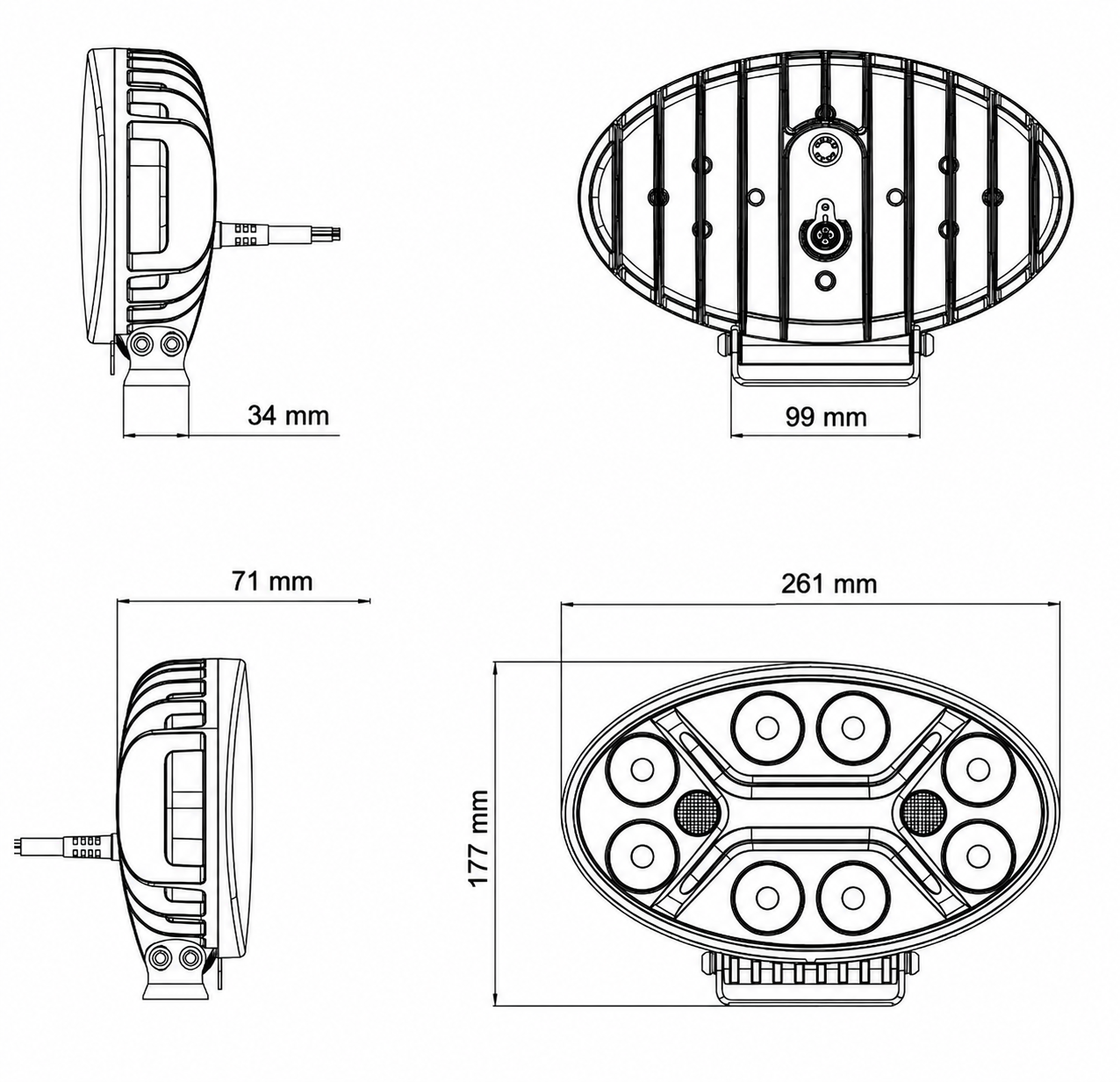 Phare LED Ovale Longue Portée 12 LEDs - Signature X