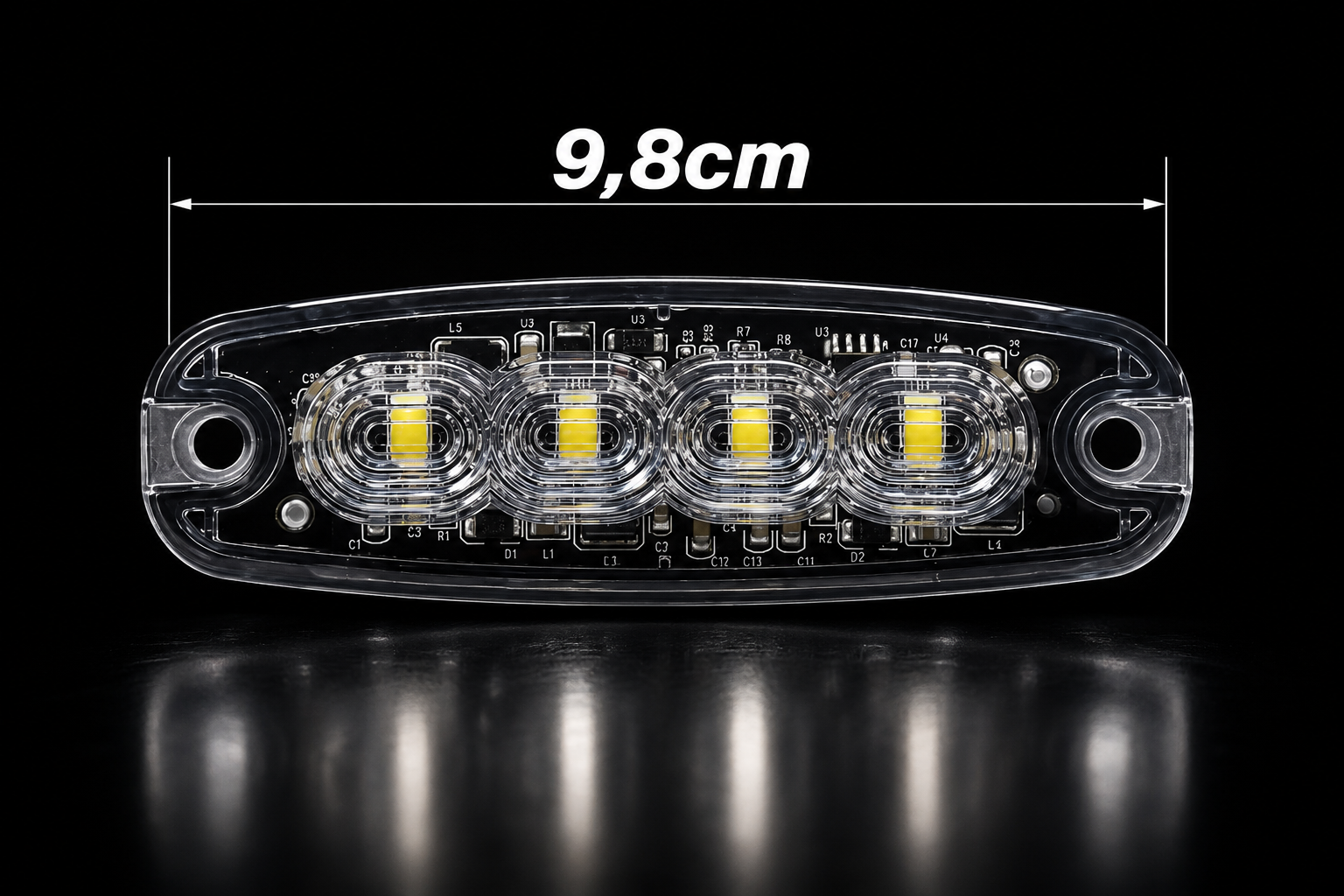 Feu de Gabarit LED Ambre Ultra-Plat 4 LEDs 9.8 cm- Camion