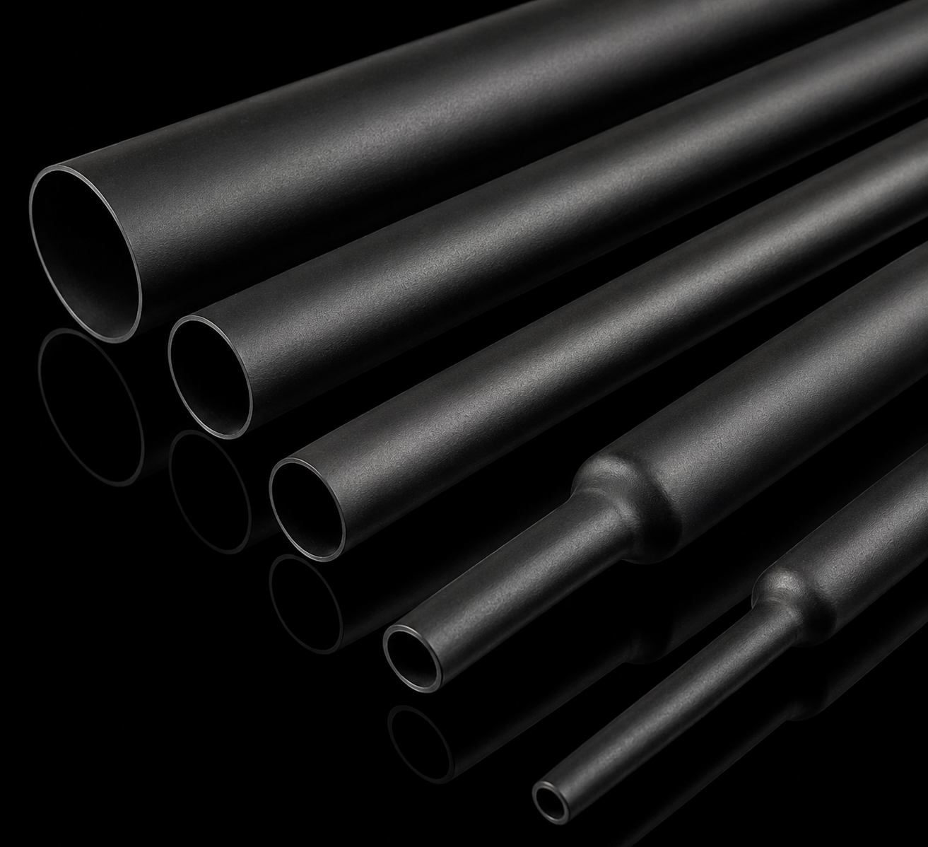 Gaine Thermotrétractable Noire — Ratio 2:1, Multi-Diamètres vendu au metres