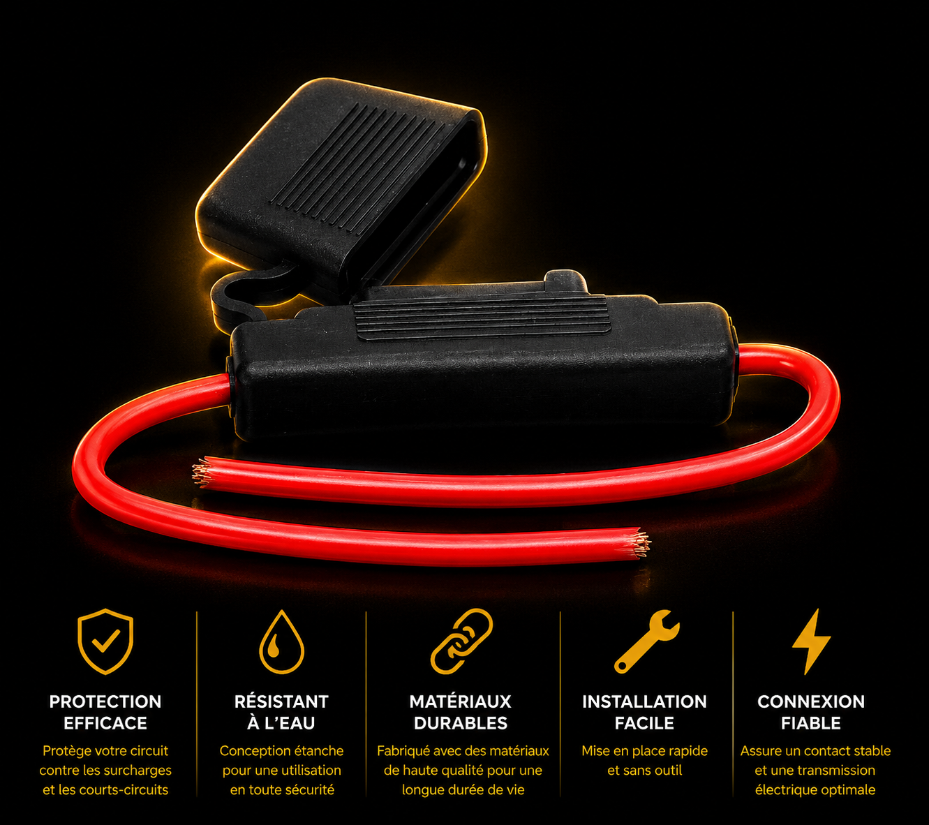 Porte-Fusible Maxi Étanche avec Câble Rouge — Haute Intensité 12V/24V