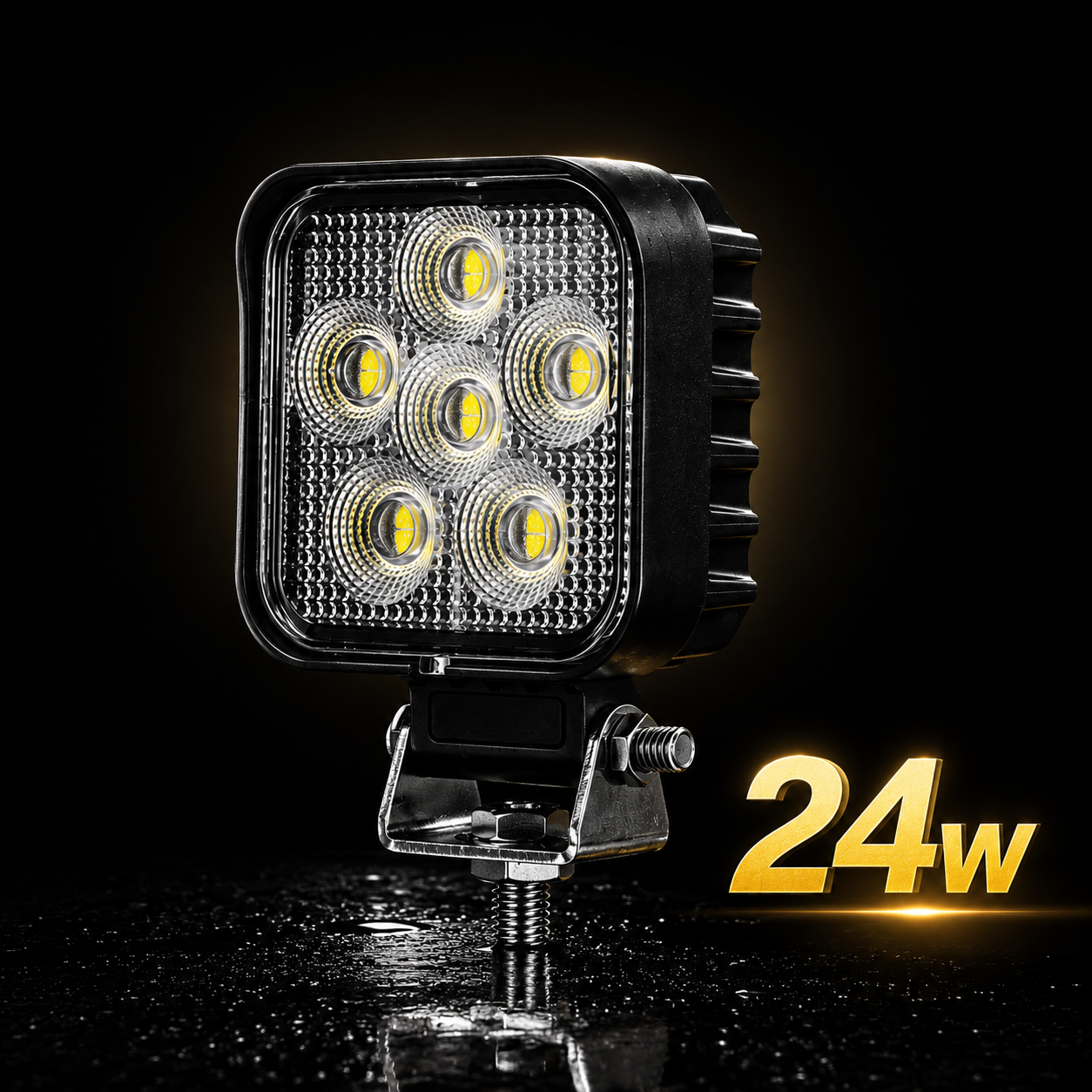 Feu de travail LED 24W carré compact avec support de montage