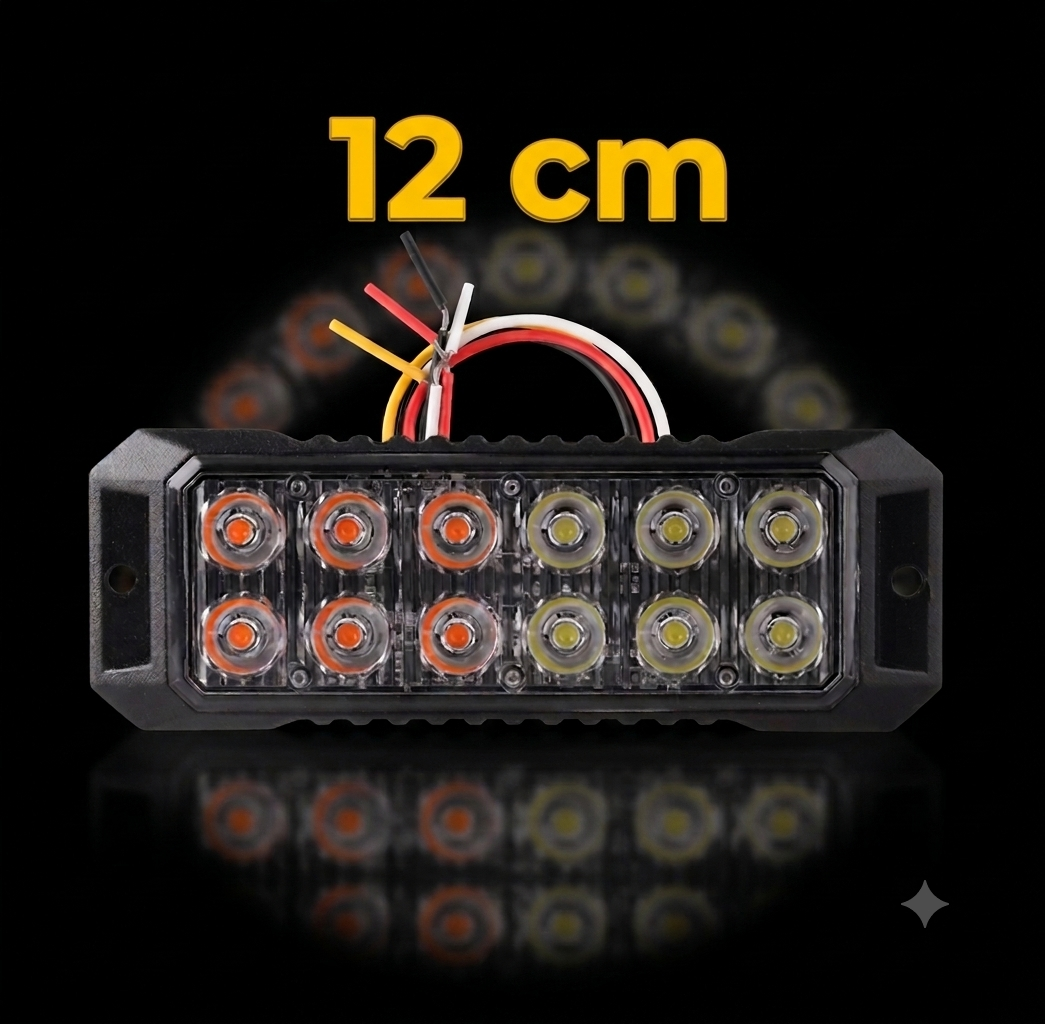 Feu Flash LED Bicolore Blanc/Ambre – 12 cm