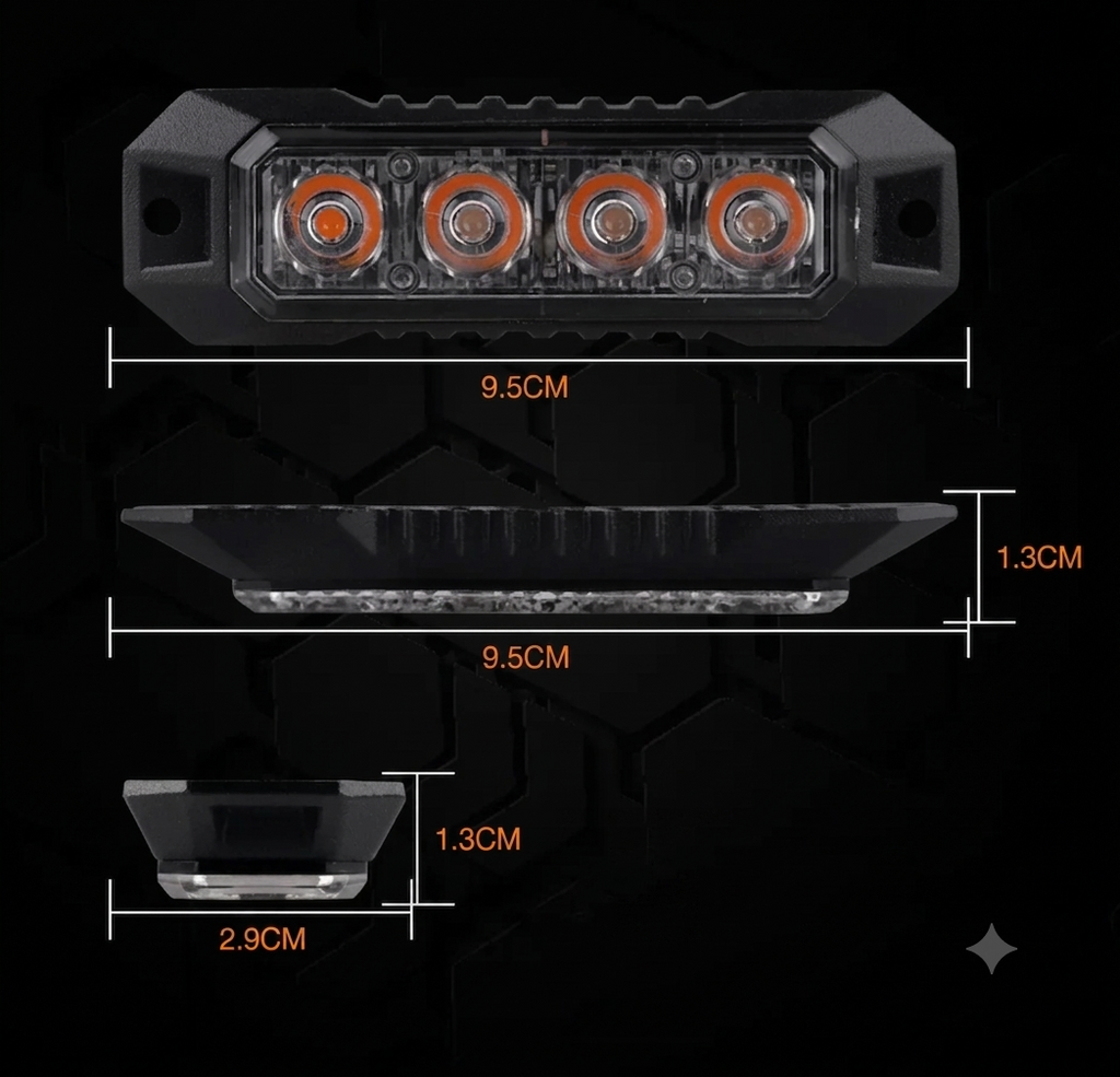 Feu Flash LED Ambre 4 LEDs – 9,5 cm
