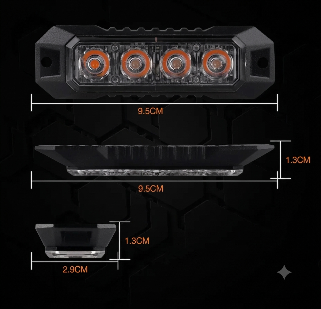 Feu Flash LED Ambre 4 LEDs – 9,5 cm