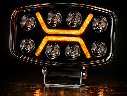 Projecteur LED Rectangulaire 8 LEDs - Signature X Blanc/Ambre